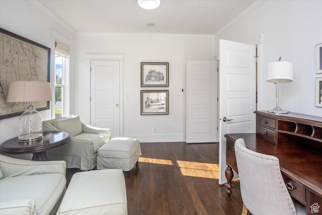2025 W Orchard Harvest Dr, Kaysville, UT 84037 - home office with dark hardwood / wood-style flooring and crown molding