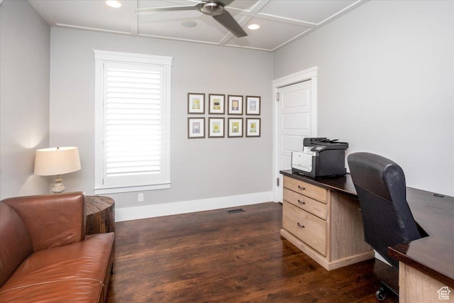 2025 W Orchard Harvest Dr, Kaysville, UT 84037 - office space with dark wood-type flooring and ceiling fan