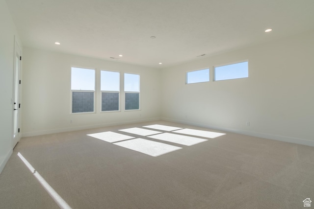 empty room featuring light colored carpet and a healthy amount of sunlight