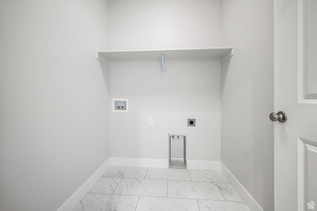 354 S 1150 E Unit 605, Smithfield, UT 84335 - washroom featuring electric dryer hookup, laundry area, baseboards, hookup for a washing machine, and marble finish floor