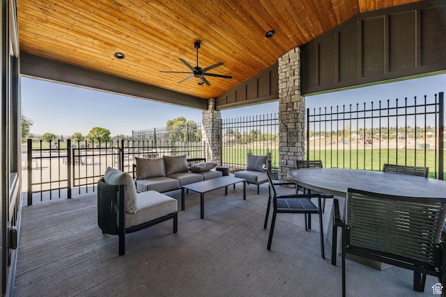 view of patio / terrace with an outdoor hangout area and ceiling fan