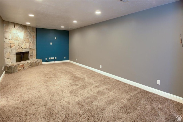 4698 Porter Ave, South Ogden, UT 84403 - unfurnished living room with carpet and a fireplace