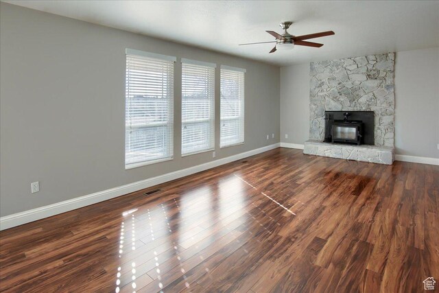 4698 Porter Ave, South Ogden, UT 84403 - unfurnished living room featuring ceiling fan and dark hardwood / wood-style flooring