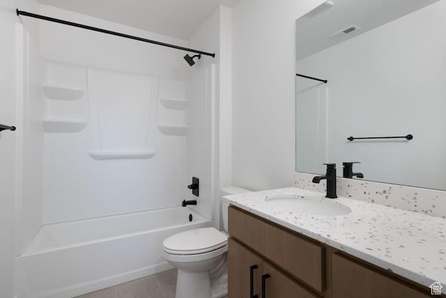 7091 W S Jordan Pkwy Unit 394, South Jordan, UT 84009 - bathroom featuring vanity, toilet, tub / shower combination, and tile patterned floors
