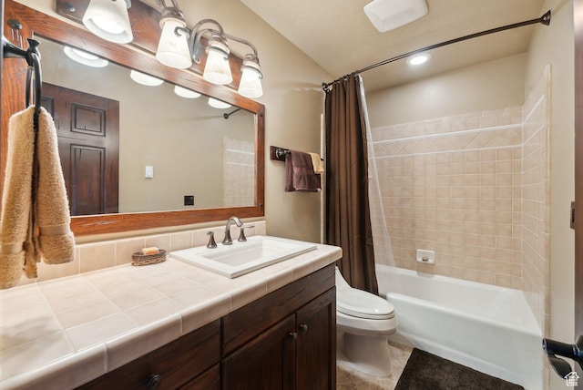 4552 S Zarahemla Dr E, Salt Lake City, UT 84124 - bathroom with toilet, tile patterned floors, shower / bathtub combination with curtain, and vanity