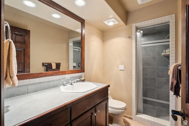 4552 S Zarahemla Dr E, Salt Lake City, UT 84124 - full bath featuring a shower stall, recessed lighting, vanity, and toilet