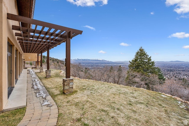 4552 S Zarahemla Dr E, Salt Lake City, UT 84124 - view of yard featuring a mountain view and a pergola