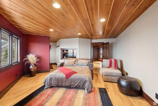 4552 S Zarahemla Dr E, Salt Lake City, UT 84124 - bedroom featuring baseboards, recessed lighting, wood finished floors, and wood ceiling