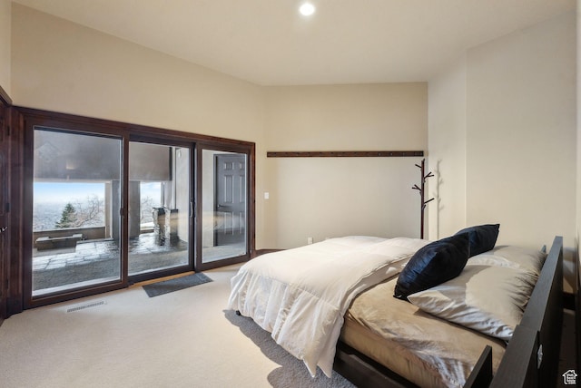 4552 S Zarahemla Dr E, Salt Lake City, UT 84124 - bedroom featuring visible vents, access to exterior, and carpet flooring