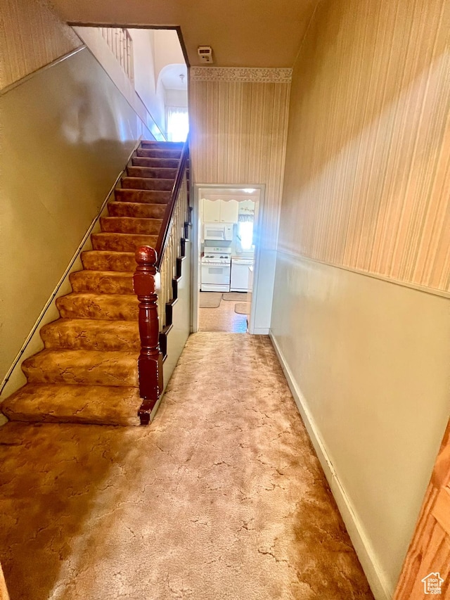 96 W 200 N, Richfield, UT 84701 - staircase with wood walls and carpet flooring