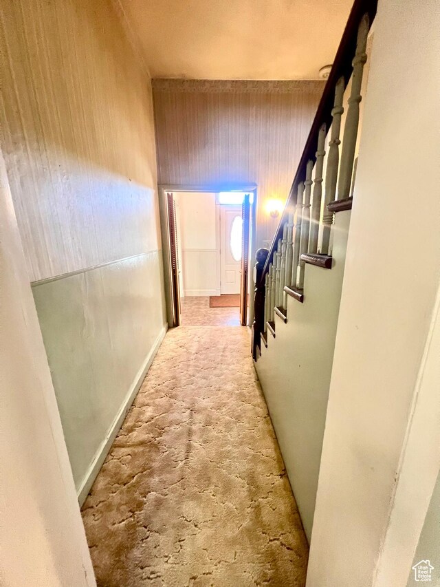 96 W 200 N, Richfield, UT 84701 - hall featuring wooden walls and carpet floors