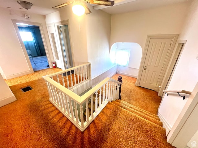 96 W 200 N, Richfield, UT 84701 - stairway with ceiling fan and carpet flooring
