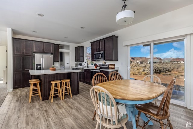 dining area with light hardwood / wood-style flooring