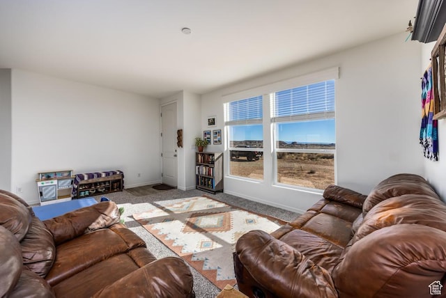 living room with carpet flooring