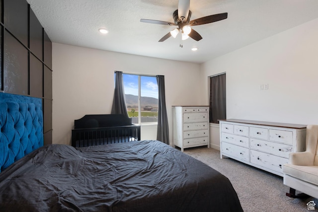 3492 N Delta St, Eagle Mountain, UT 84005 - carpeted bedroom with a textured ceiling and ceiling fan