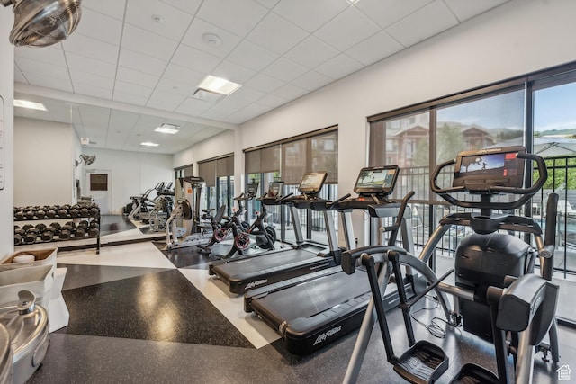 2670 W Canyons Resort Dr Unit 207, Park City, UT 84098 - exercise room featuring a drop ceiling