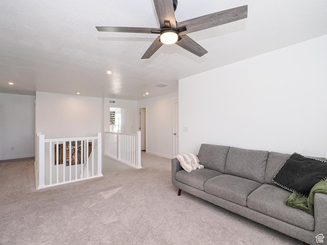 1766 E Johnstown Rd N Unit 710, Eagle Mountain, UT 84005 - living area featuring carpet floors, recessed lighting, ceiling fan, and visible vents