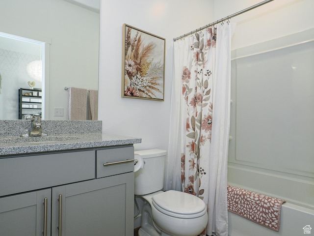 1766 E Johnstown Rd N Unit 710, Eagle Mountain, UT 84005 - bathroom with vanity, shower / bath combination with curtain, and toilet