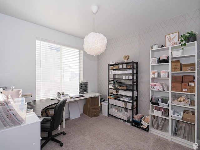 1766 E Johnstown Rd N Unit 710, Eagle Mountain, UT 84005 - carpeted home office featuring an inviting chandelier and tile walls