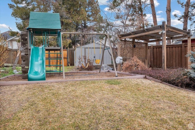 1790 N 120 E, Orem, UT 84057 - view of jungle gym featuring a storage shed and a yard