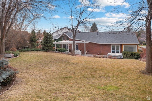 1790 N 120 E, Orem, UT 84057 - rear view of house featuring a pergola, a yard, and french doors