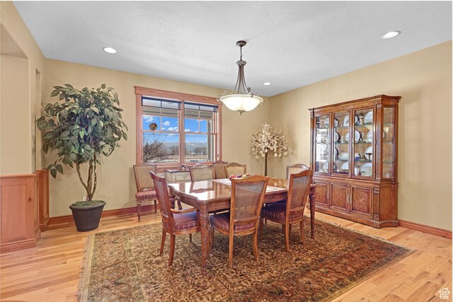 315 S Bear Lake Blvd, Garden City, UT 84028 - dining room with light wood-type flooring, recessed lighting, and baseboards