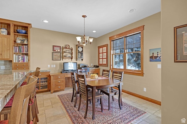315 S Bear Lake Blvd, Garden City, UT 84028 - dining room featuring a chandelier, recessed lighting, and baseboards