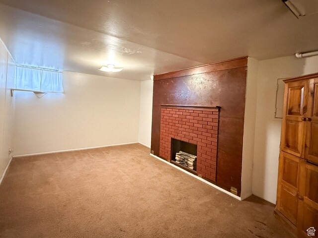 5840 S 2625 W, Roy, UT 84067 - finished below grade area with carpet and a brick fireplace