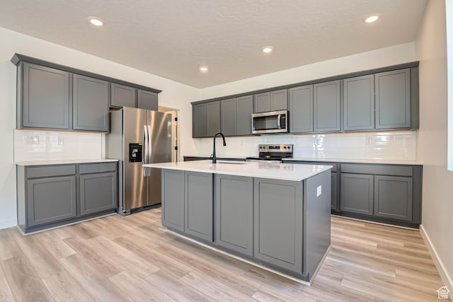 1617 N 800 W, Salem, UT 84653 - kitchen featuring stainless steel appliances, a sink, an island with sink, tasteful backsplash, and light countertops