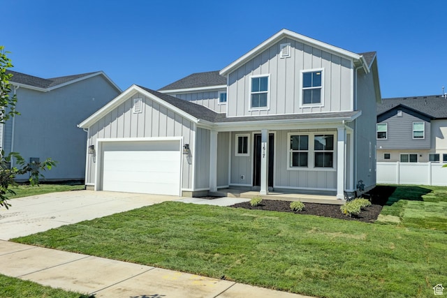 1617 N 800 W, Salem, UT 84653 - modern inspired farmhouse featuring board and batten siding, a porch, a garage, driveway, and roof with shingles