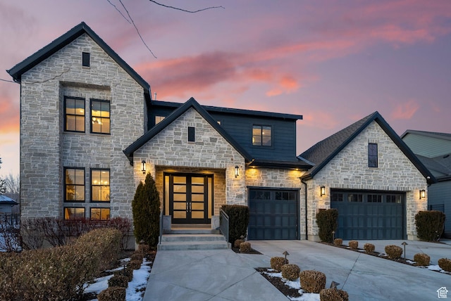 view of front of property featuring a garage