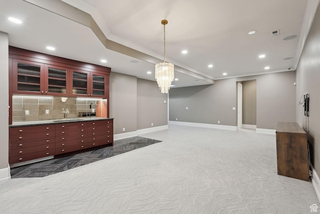 2905 E Denmark Dr, Cottonwood Heights, UT 84121 - interior space with baseboards, recessed lighting, dark brown cabinets, and carpet floors
