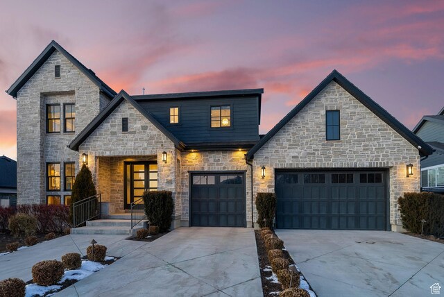 2905 E Denmark Dr, Cottonwood Heights, UT 84121 - view of front facade featuring concrete driveway and stone siding