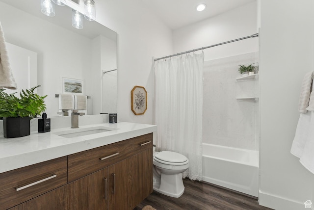 1618 S Main St Unit 2, Salt Lake City, UT 84115 - full bathroom with hardwood / wood-style flooring, vanity, toilet, and shower / bath combo with shower curtain