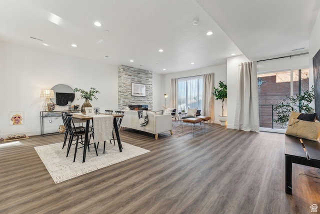 1618 S Main St Unit 2, Salt Lake City, UT 84115 - dining area featuring dark wood-type flooring and a fireplace