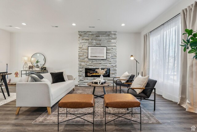 1618 S Main St Unit 2, Salt Lake City, UT 84115 - living room featuring a fireplace and dark hardwood / wood-style flooring