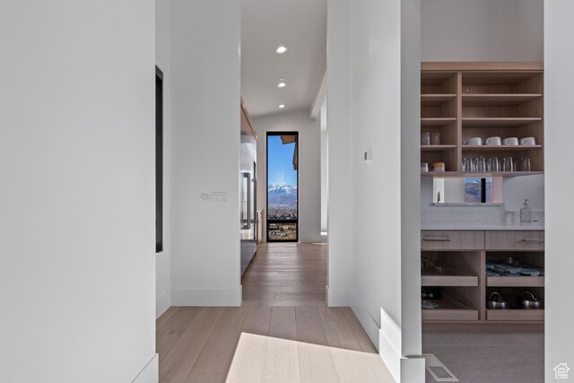 2066 E Oquirrh Mountain Cir, Heber City, UT 84032 - corridor with hardwood / wood-style flooring, recessed lighting, and baseboards