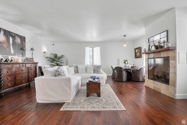 1190 S Eaglenest Dr, Woodland Hills, UT 84653 - living area with a fireplace, hardwood / wood-style flooring, and baseboards