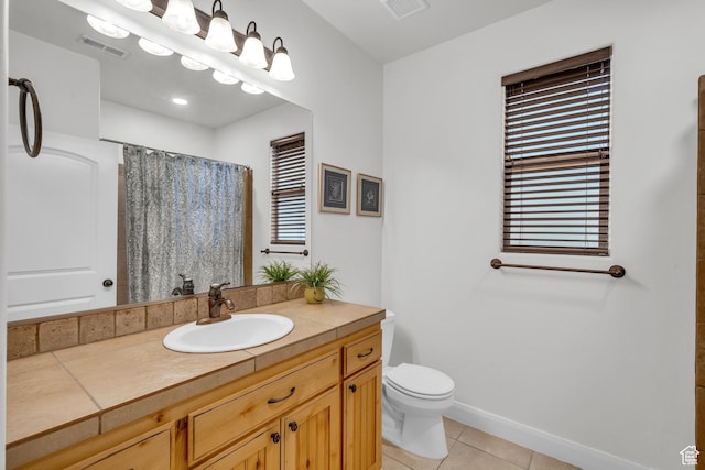 235 W Golden Eagle Cir, St George, UT 84770 - bathroom featuring tile patterned floors, toilet, a shower with shower curtain, and vanity
