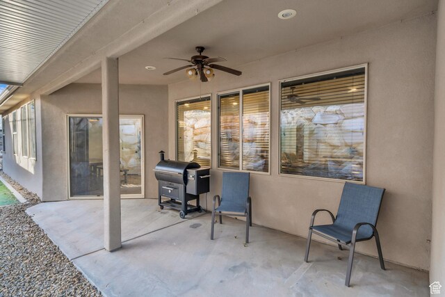 235 W Golden Eagle Cir, St George, UT 84770 - view of patio / terrace featuring ceiling fan and grilling area