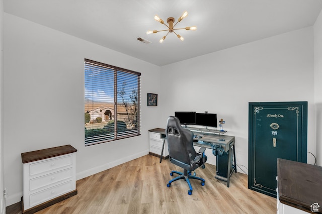 235 W Golden Eagle Cir, St George, UT 84770 - office featuring an inviting chandelier and light hardwood / wood-style floors