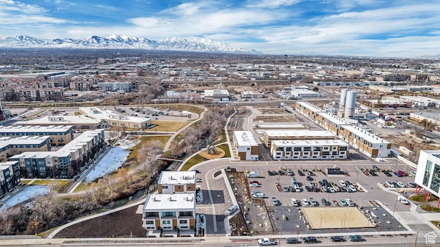 aerial view with a mountain view