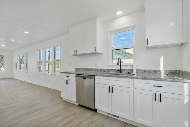 448 N 900 W, Salt Lake City, UT 84116 - kitchen featuring light wood-style flooring, a sink, visible vents, white cabinets, and dishwasher