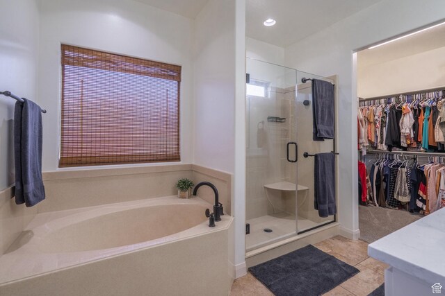 205 E Gold Bullion Way, Washington, UT 84780 - bathroom with vanity, independent shower and bath, and tile patterned flooring