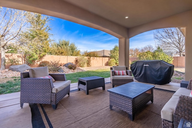 205 E Gold Bullion Way, Washington, UT 84780 - view of patio featuring area for grilling and an outdoor hangout area