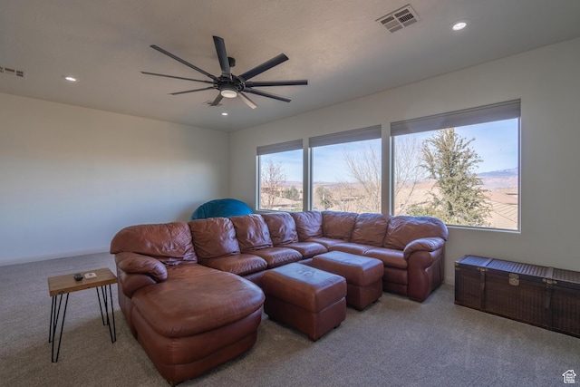 205 E Gold Bullion Way, Washington, UT 84780 - carpeted living room featuring ceiling fan