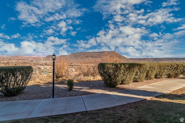 view of yard featuring a mountain view