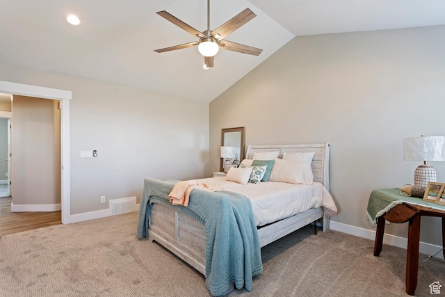 1407 N Mountain Rd, Ogden, UT 84404 - bedroom featuring ceiling fan, carpet flooring, and vaulted ceiling