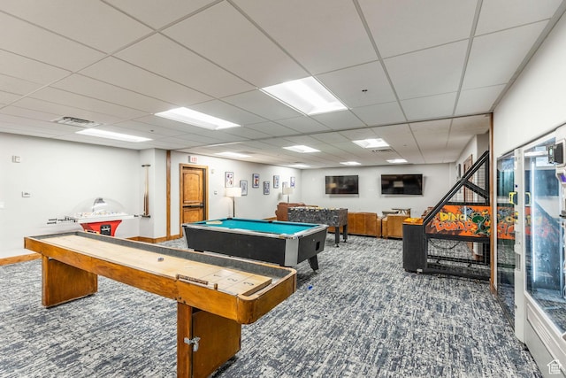 2669 Canyons Resort Dr Unit 101, Park City, UT 84098 - game room with dark colored carpet, pool table, and a drop ceiling