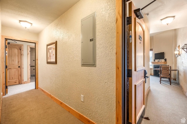 2669 Canyons Resort Dr Unit 101, Park City, UT 84098 - hall featuring light carpet, electric panel, and a textured ceiling